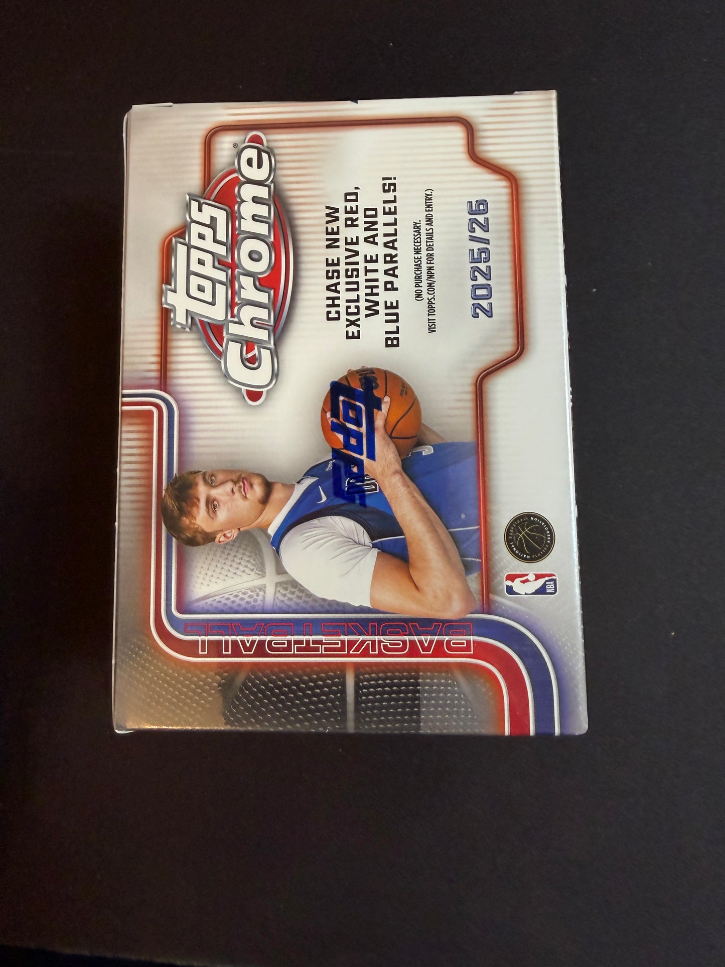 2025-26 Topps Chrome Basketball Blaster Boxes with up to 28 cards and chase Red, White, and Blue Parallels