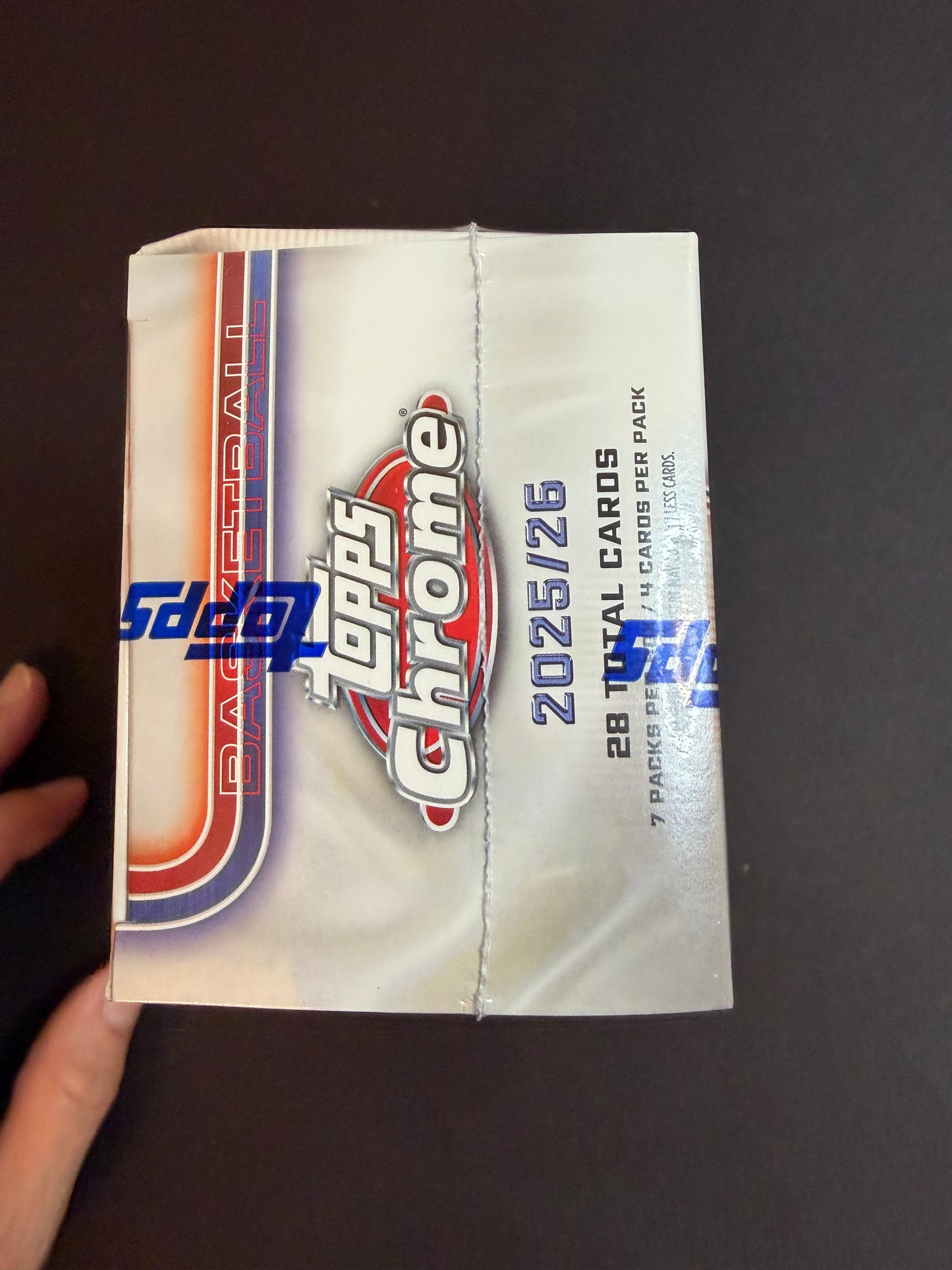 2025-26 Topps Chrome Basketball Blaster Boxes with up to 28 cards and chase Red, White, and Blue Parallels