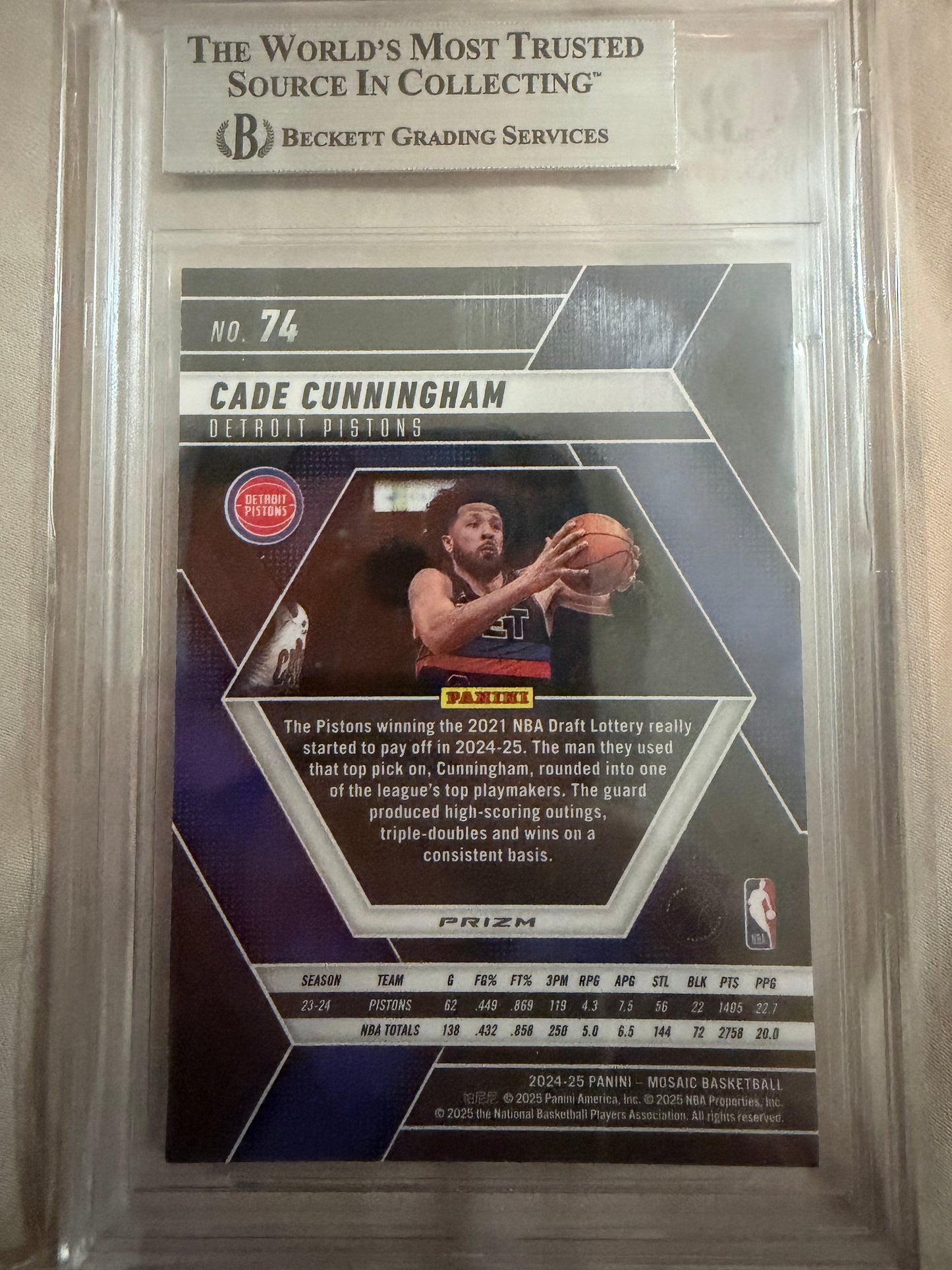 2024-25 Panini Mosaic #74 Cade Cunningham BGS 9.0 Mint Detroit Pistons Card