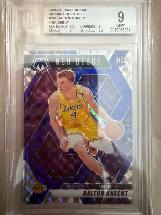 2024-25 Panini Mosaic #264 Dalton Knecht Mosaic Choice Blue 34/45 BGS 9.0 Mint Los Angeles Lakers Rookie (RC) Card