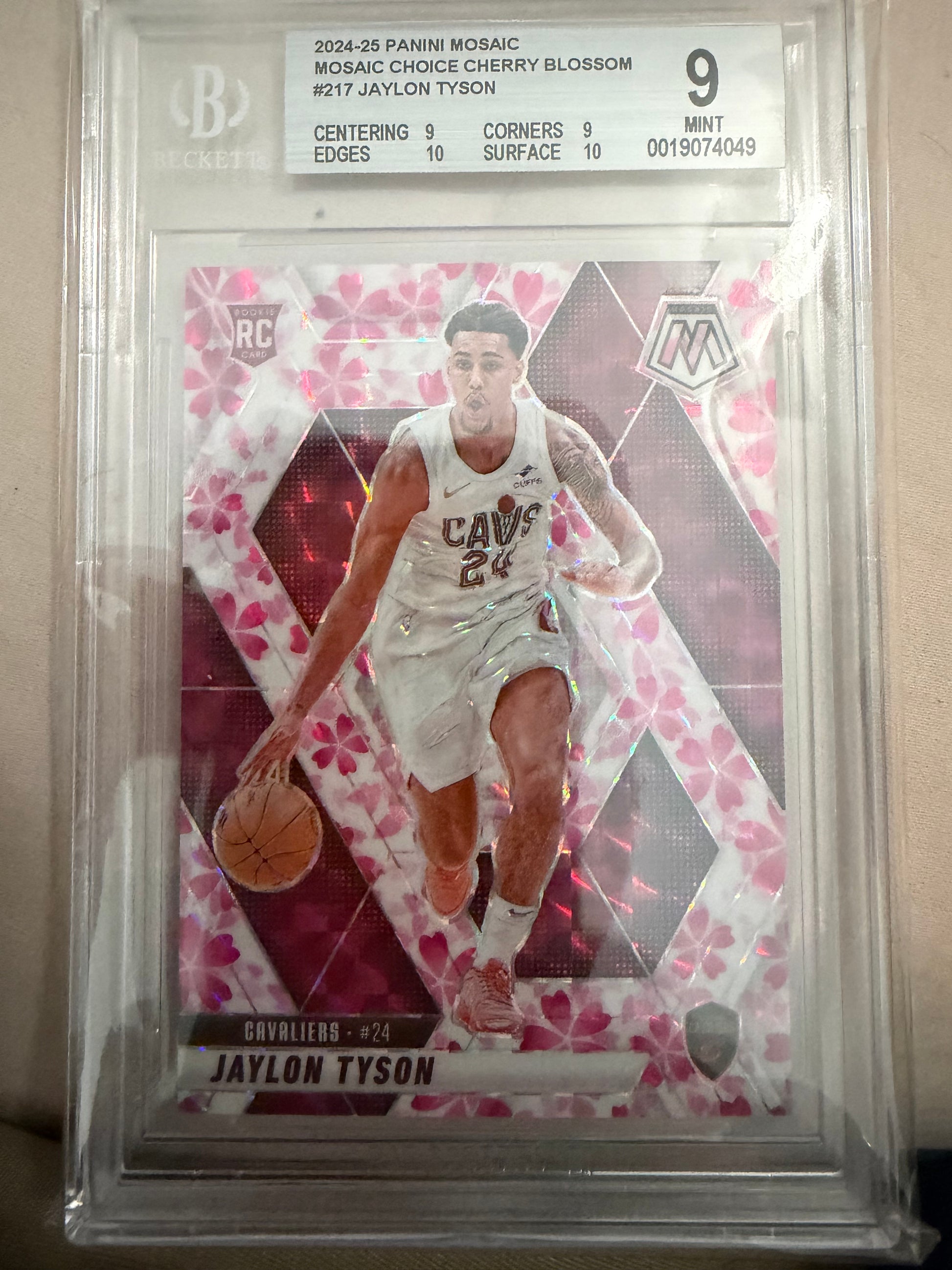 Basketball trading card in protective packaging with a player on the front