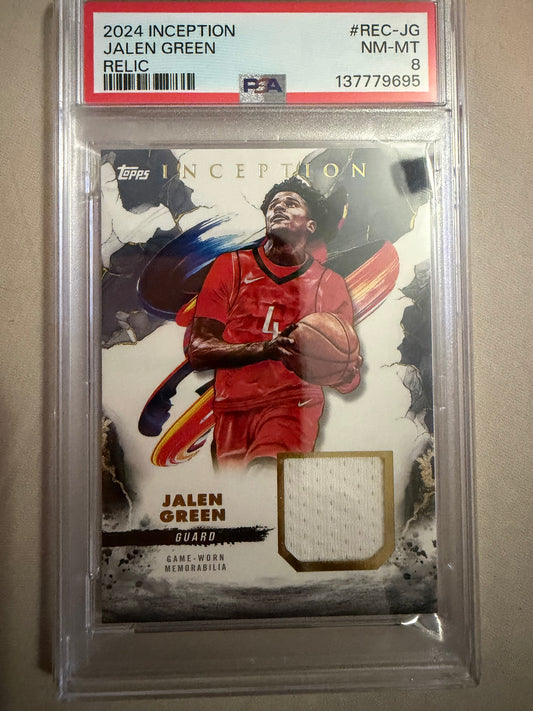 2024-25 Topps Inception #REC-JG Jalen Green PSA 8 #137779695 Relic Near Mint Mint Houston Rockets Card