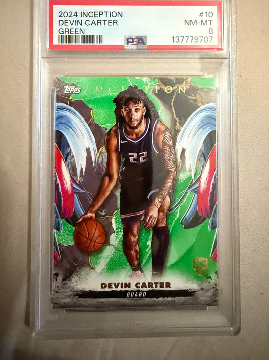 2024-25 Topps Inception #10 Devin Carter Green PSA 8 Sacremento Kings Rookie (RC) Card