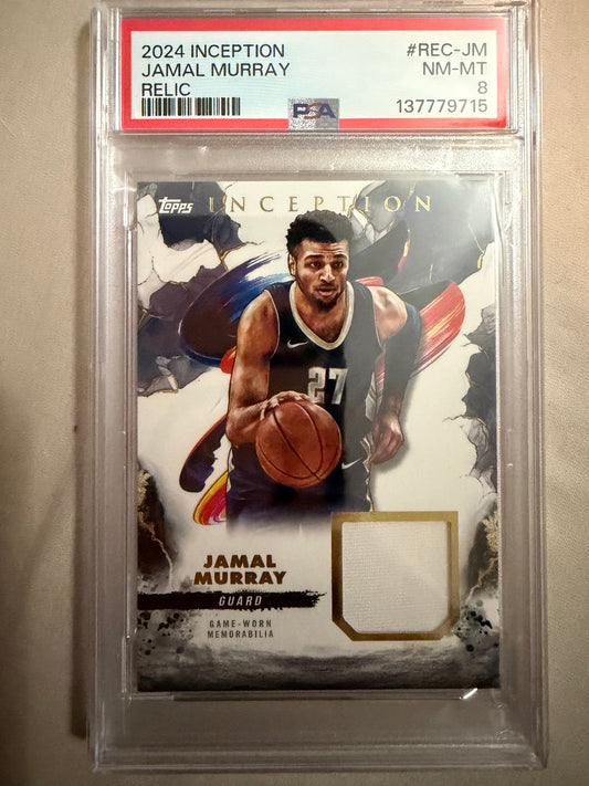 2024-25 Topps Inception #REC-JM Jamal Murray PSA 8 Relic Denver Nuggets Card