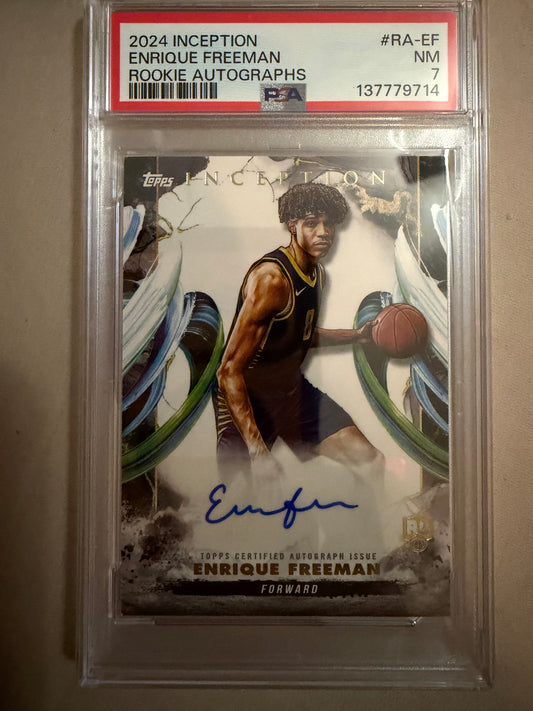 2024-25 Topps Inception #RA-EF Enrique Freeman Rookie Autographs PSA 7 Autographed (AU) Minnesota Timberwolves Rookie (RC) Card