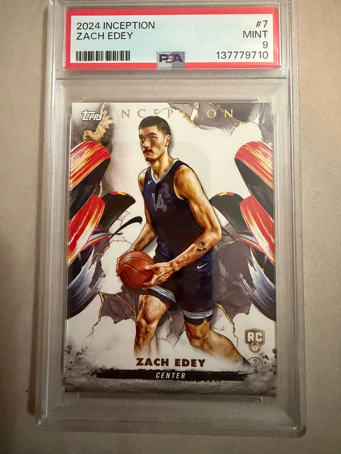 2024-25 Topps Inception #7 Zach Edey PSA 9 Memphis Grizzlies Rookie (RC) Card