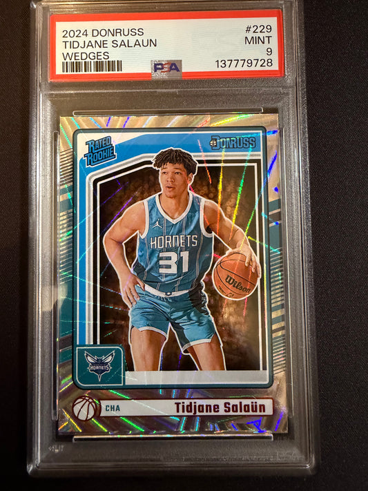 2024 Donruss #229 Tidjane Salaun Wedges PSA 9.0 Mint Charlotte Hornets Rookie (RC) Card