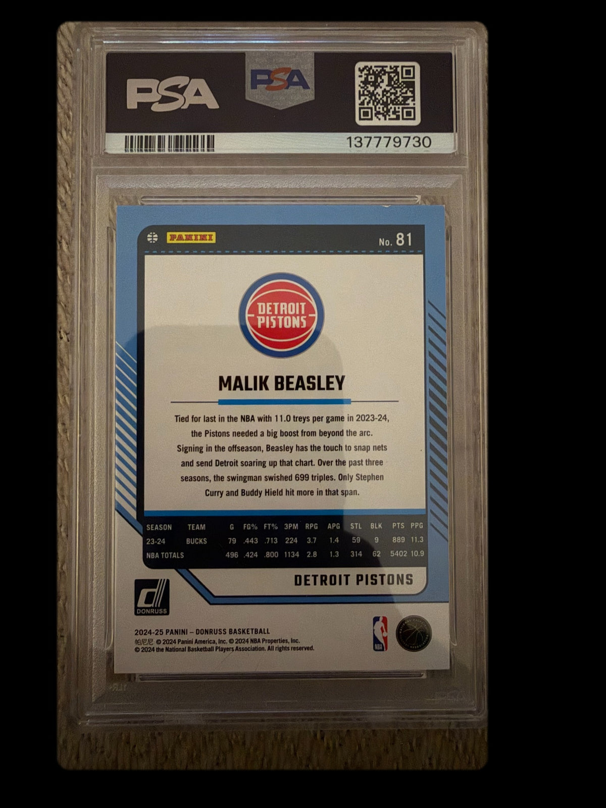 Malik Beasley PSA 8 back