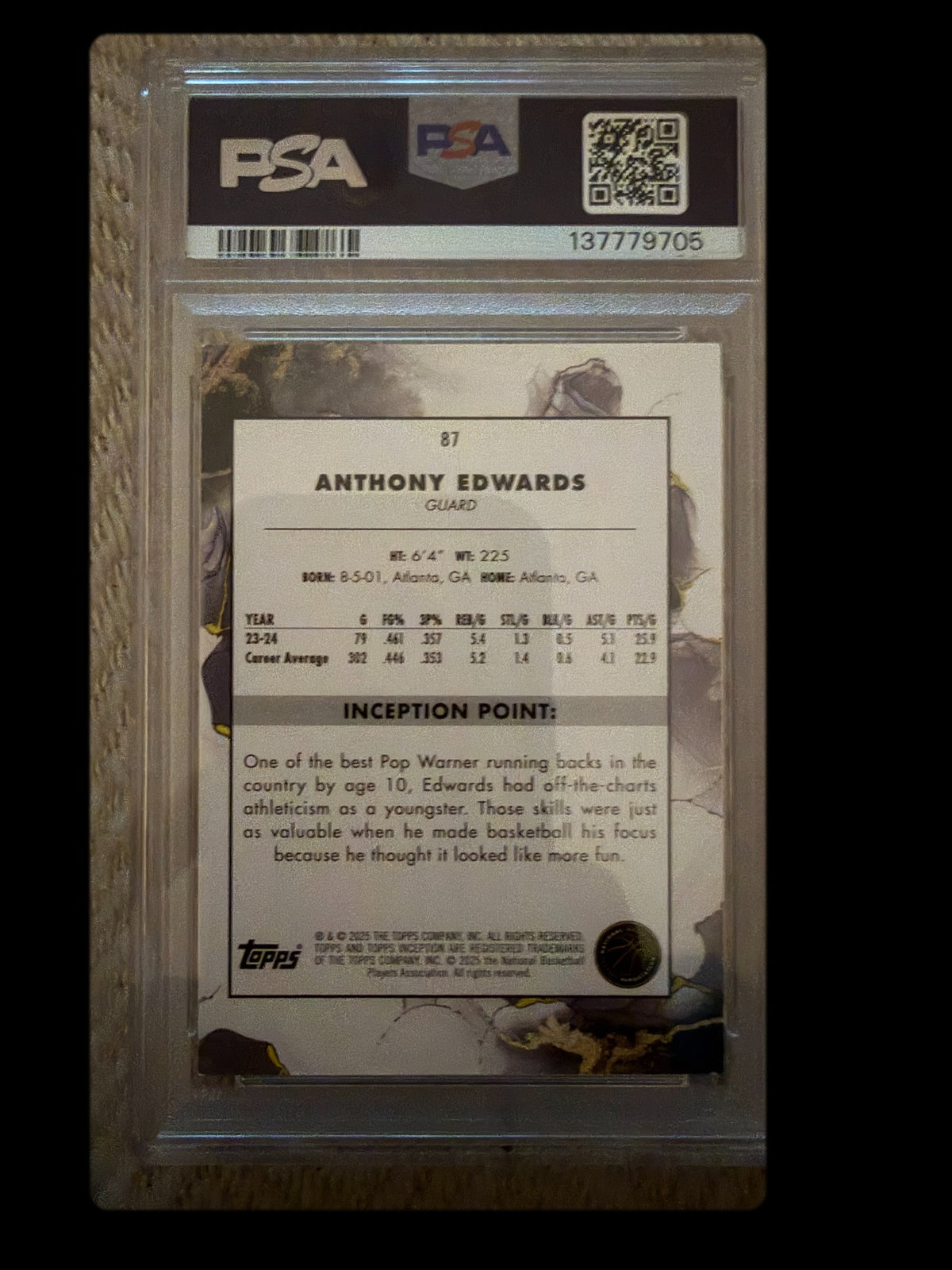 Anthony Edwards PSA 7 back