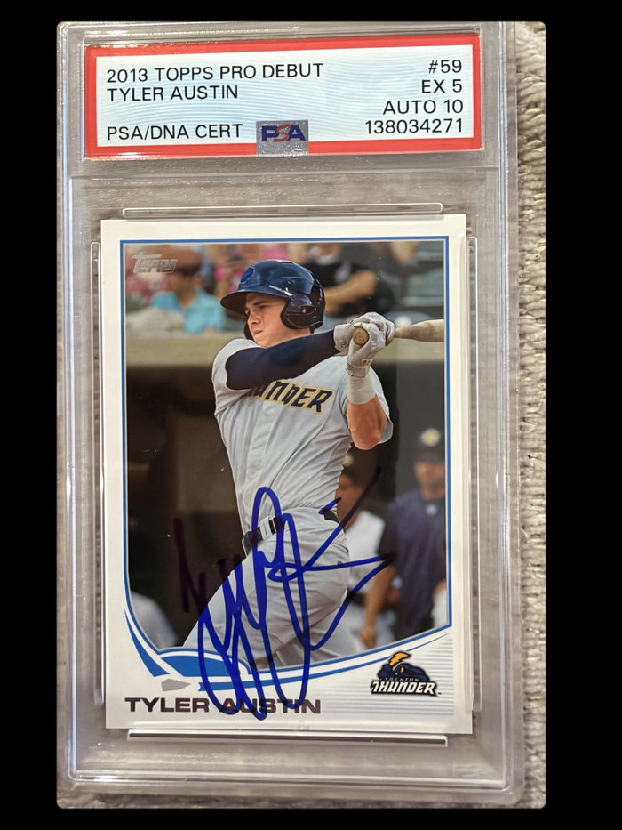 2013 Topps Pro Debut #59 Tyler Austin PSA/DNA 5 EX Autograph 10 Trenton Thunder Card