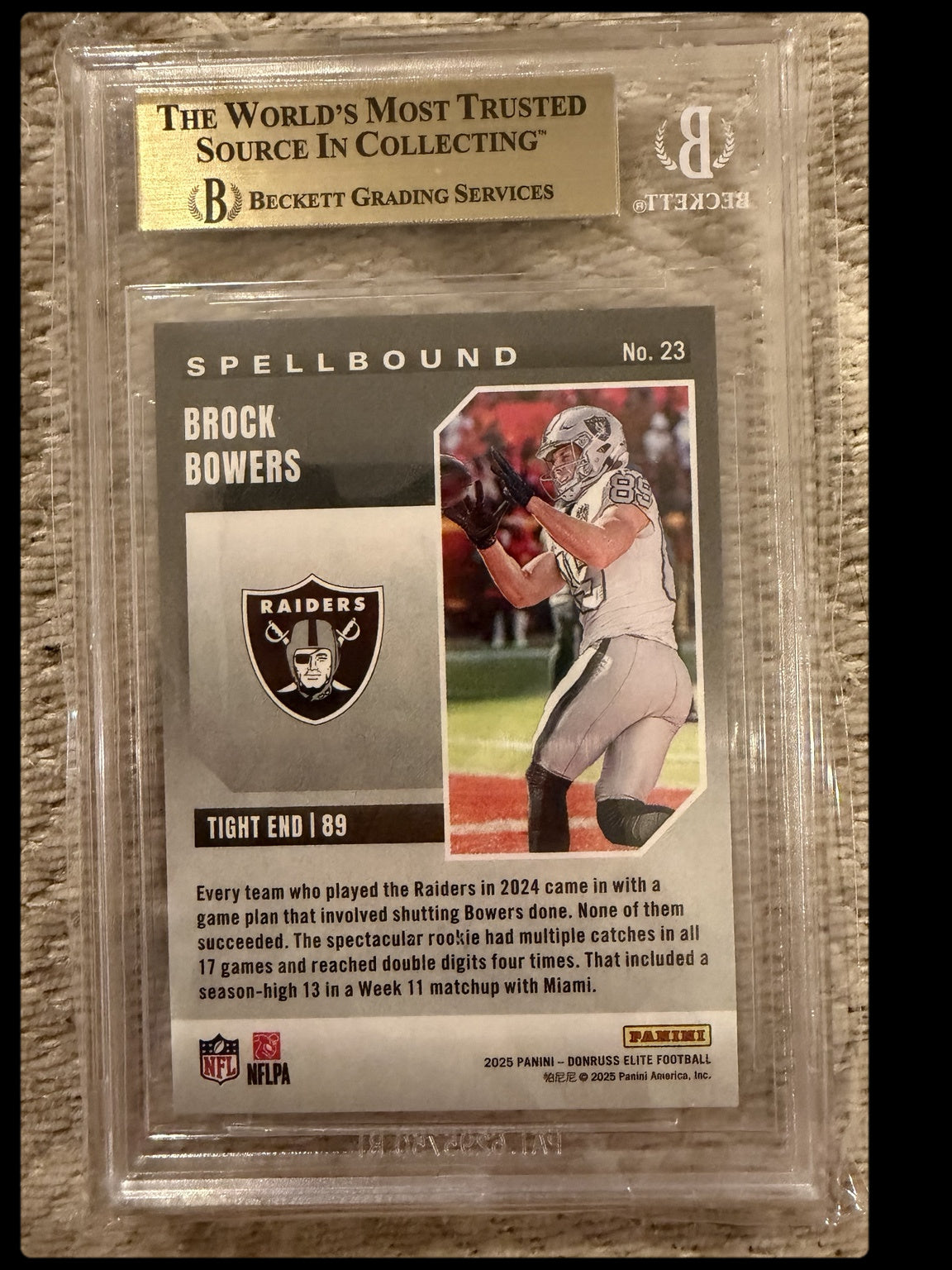 Brock Bowers graded card back