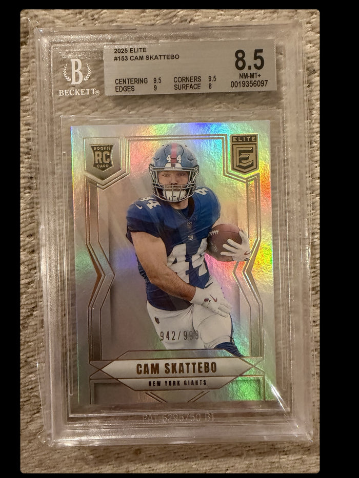 2025 Donruss Elite #153 Cam Skattebo 942/999 BGS 8.5 NM-MT+ New York Giants Rookie (RC) Card