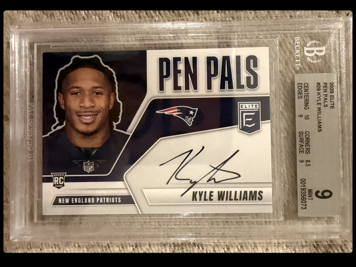 2025 Donruss Elite Pen Pals #PP-KWI Kyle Williams BGS 9 Mint Autographed New England Patriots Rookie (RC) Card