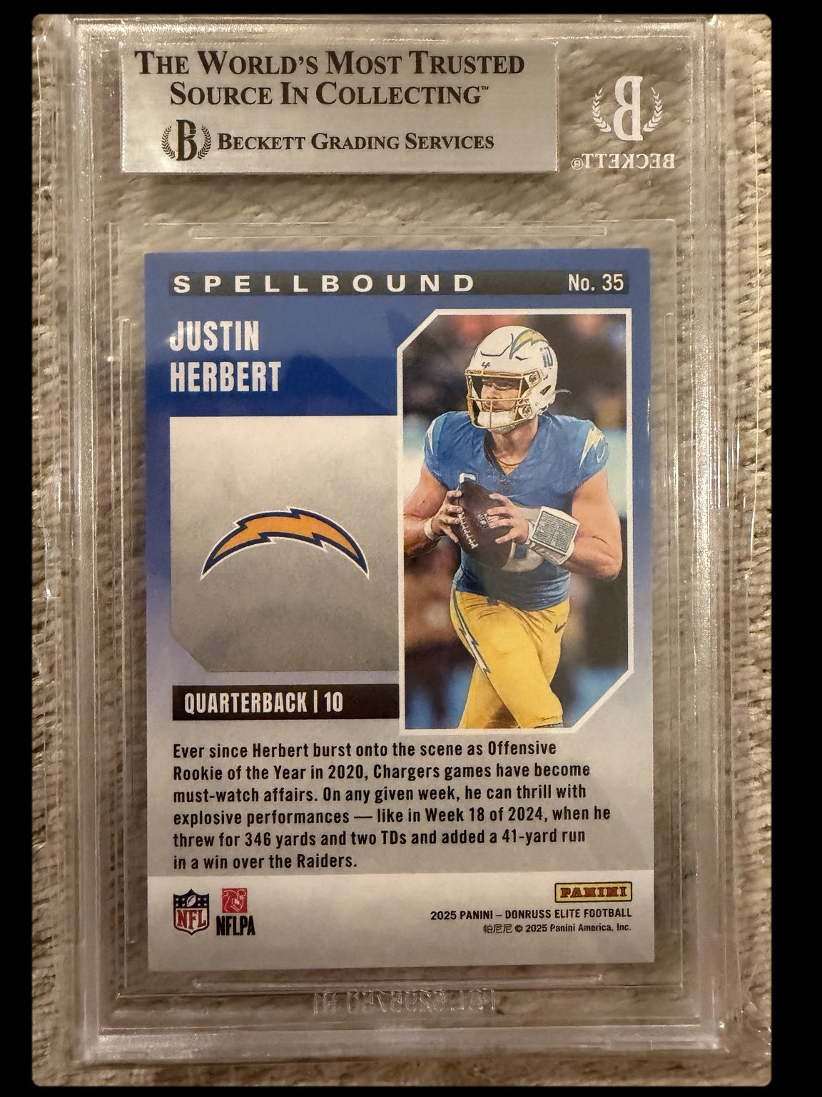 Justin Herbert graded card back