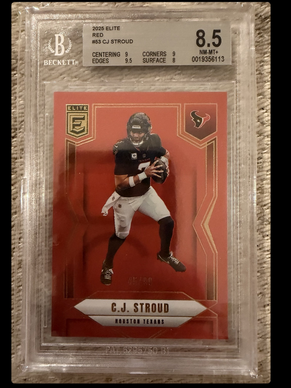 2025 Elite #53 C.J. Stroud Red BGS 8.5 front