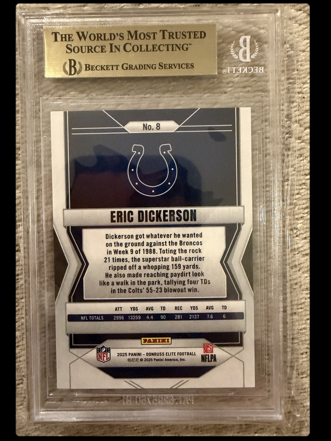 2025 Elite #8 Eric Dickerson Razzle Dazzle BGS 9.5 back