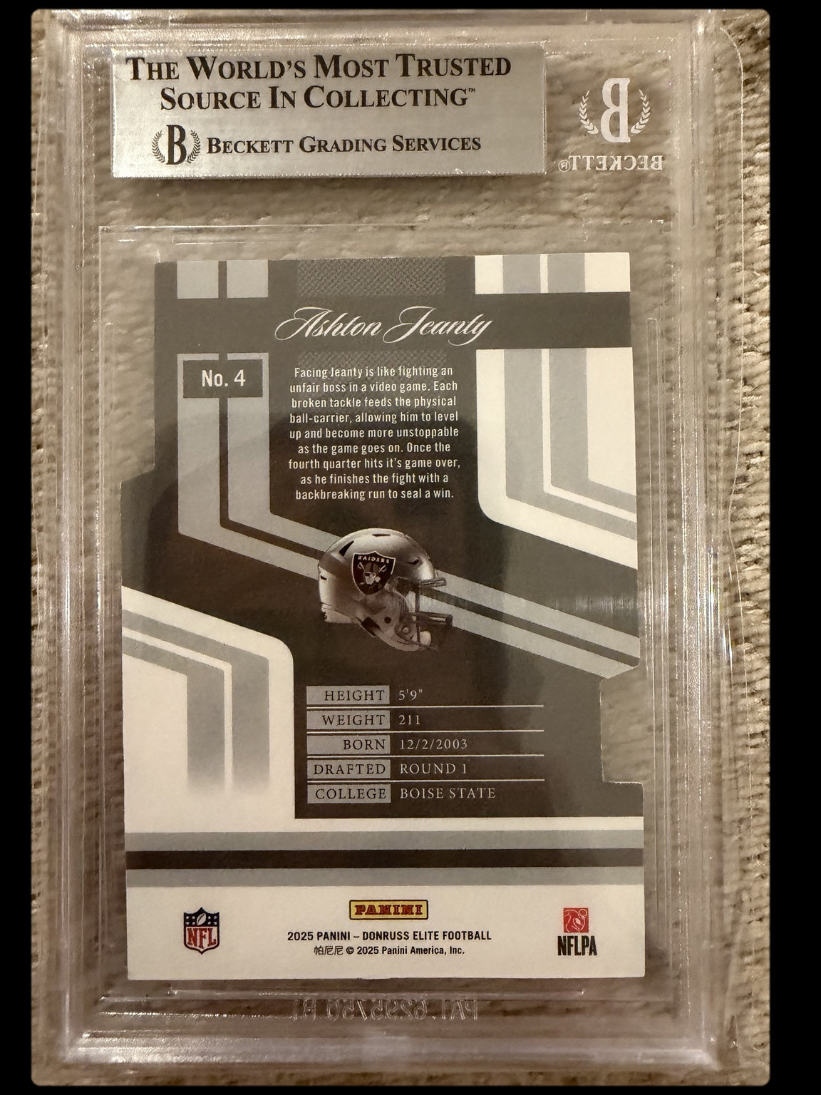 2025 Elite #4 Ashton Jeanty Aspirations Die Cut 86/99 BGS 7.5 back