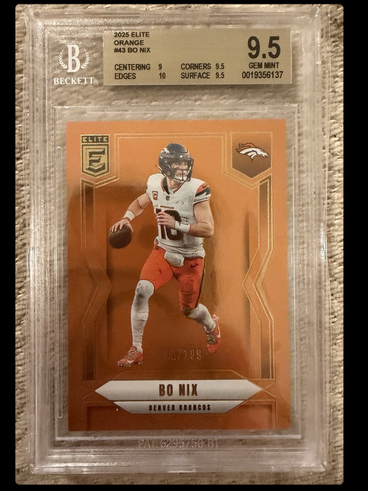2025 Elite Orange #43 Bo Nix 32/199 BGS 9.5 front