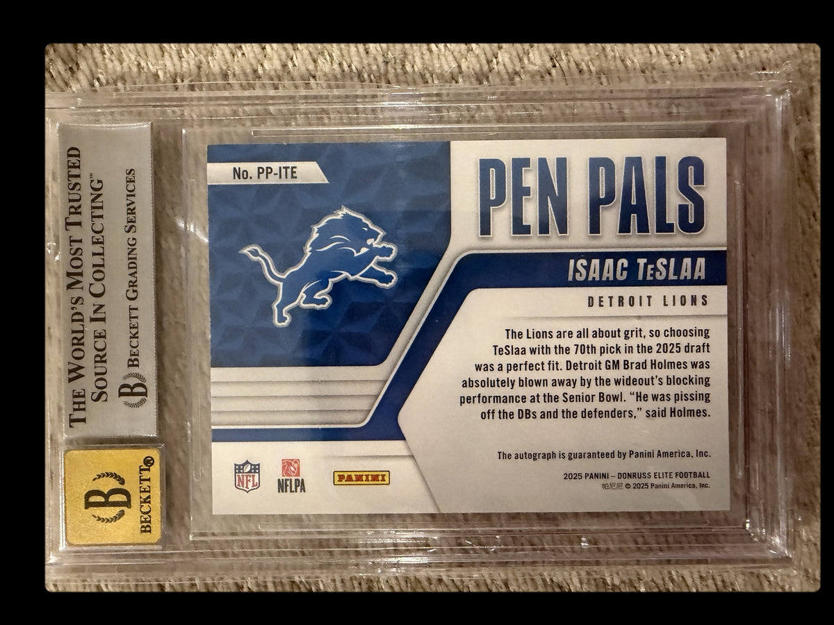 2025 Elite Isaac TeSlaa Pen Pals blue ink BGS 9 autograph 10 back