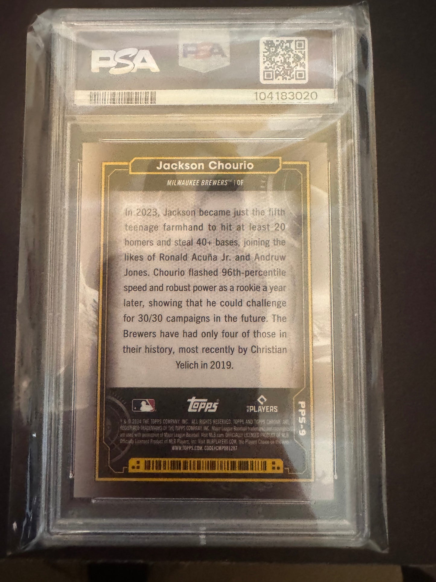 2024 Topps Chrome Cosmic The Sun Jackson Chourio PSA 10