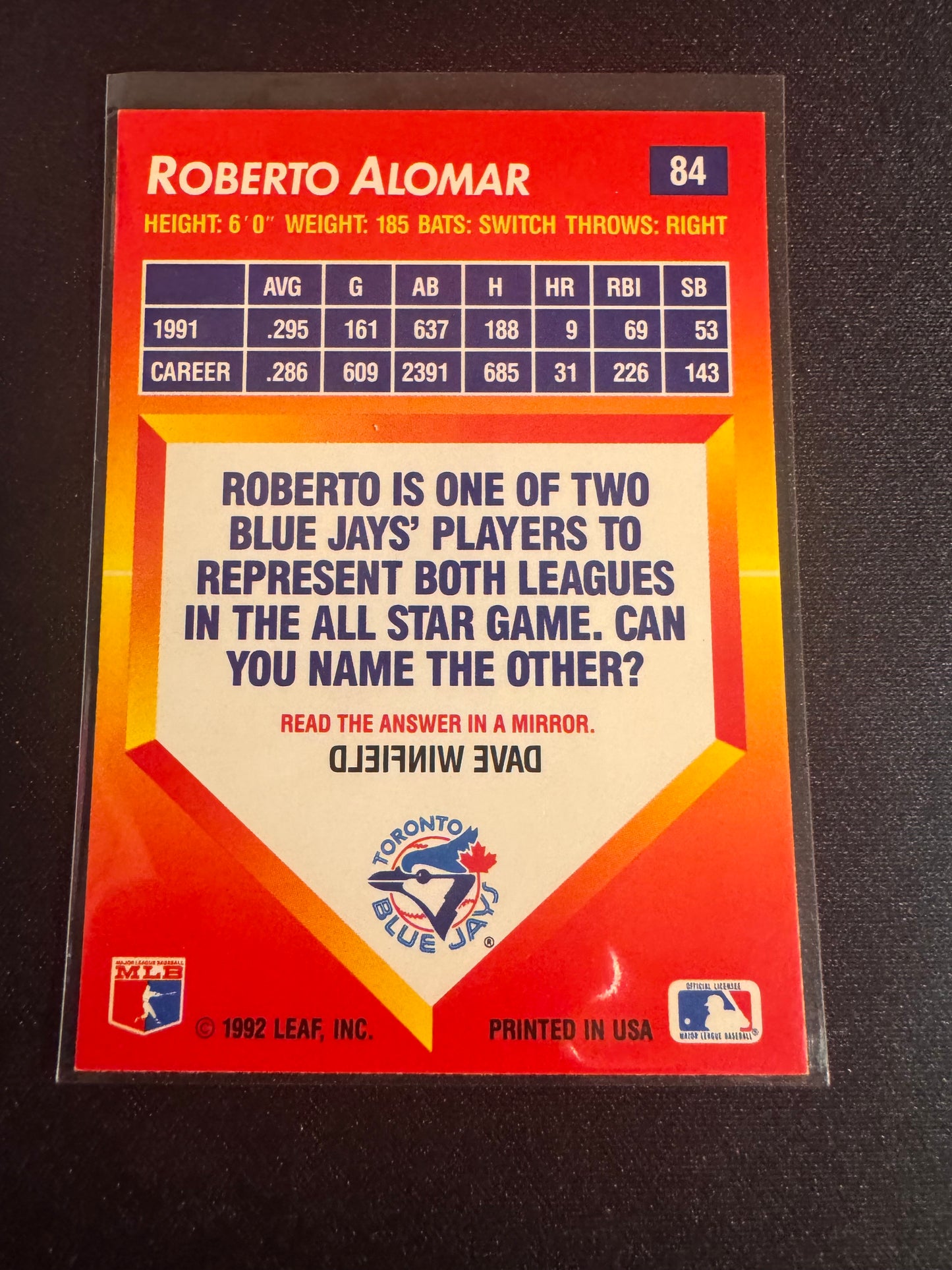 1992 Donruss Triple Play #84 Roberto Alomar Card