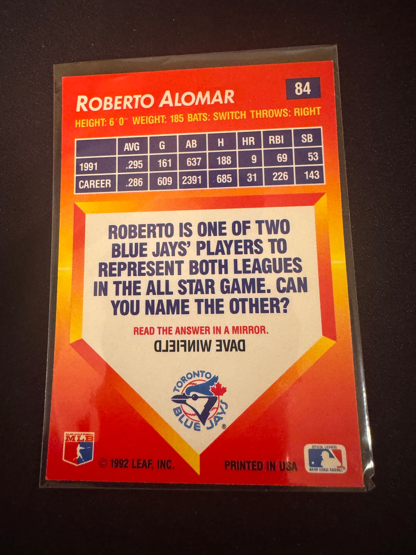 1992 Donruss Triple Play #84 Roberto Alomar Card