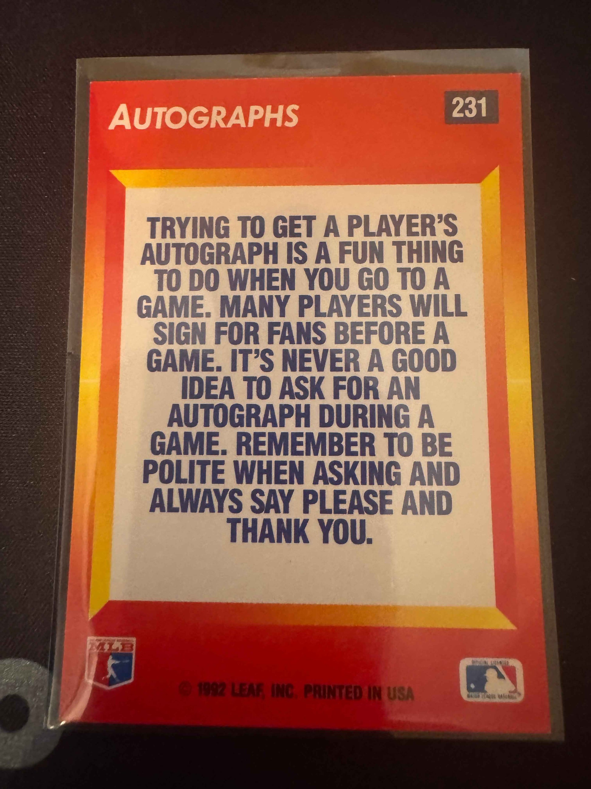 1992 Donruss Triple Play #231 Mark McGwire Autograph Signing Card
