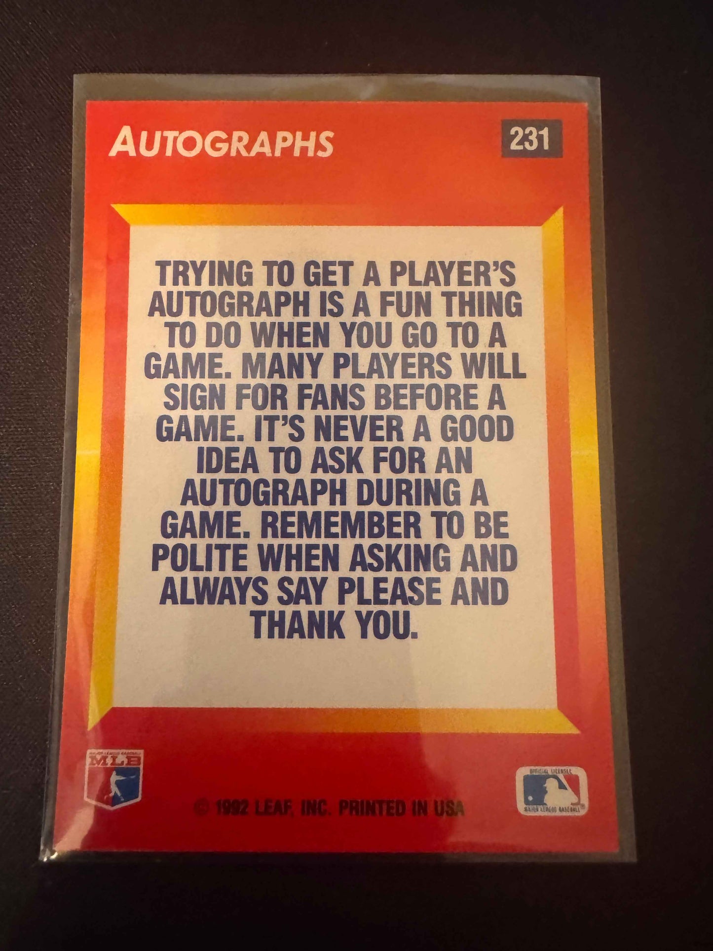 1992 Donruss Triple Play #231 Mark McGwire Autograph Signing Card