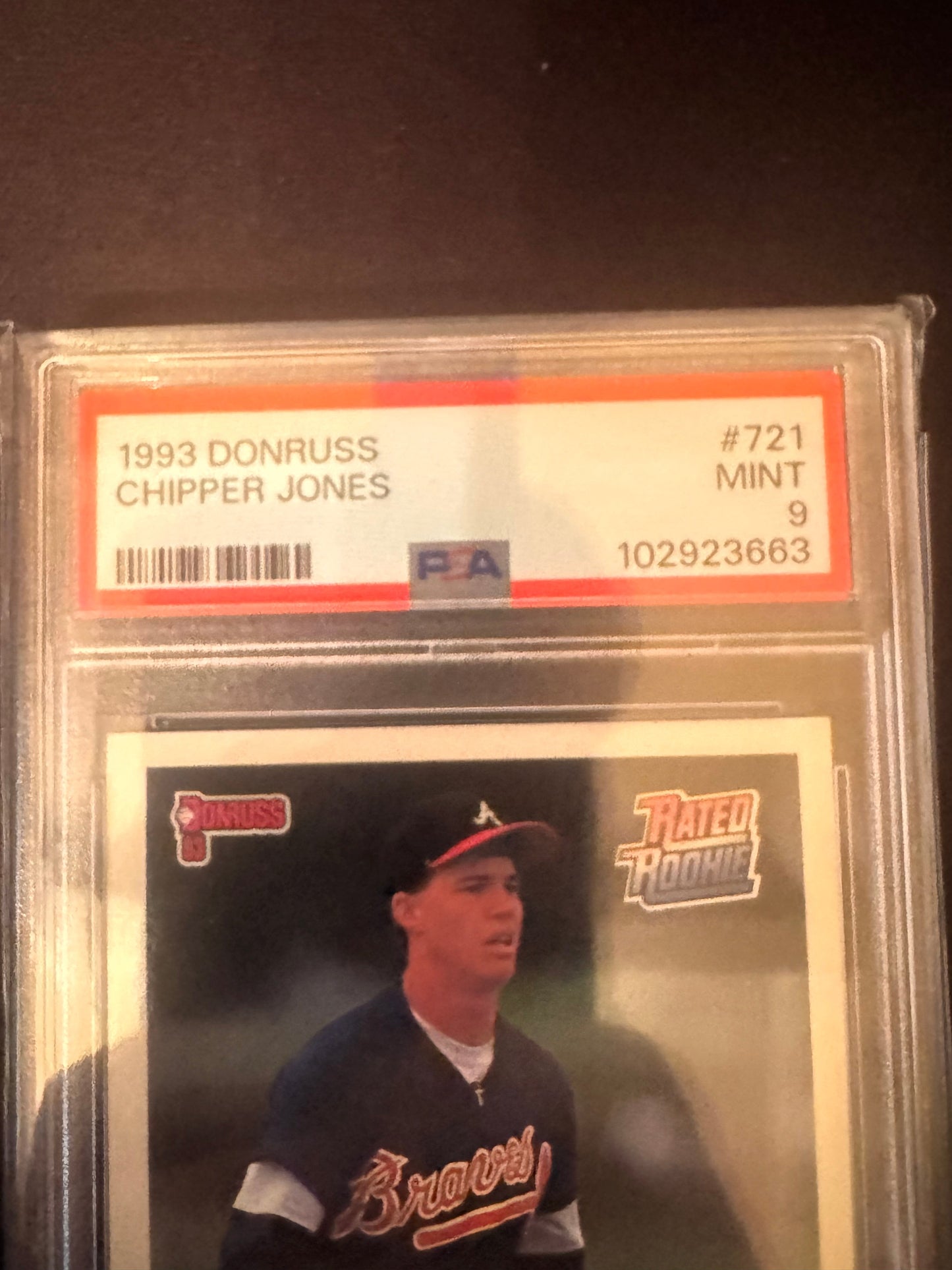 1993 Donruss #721 Chipper Jones PSA 9 Rookie Card