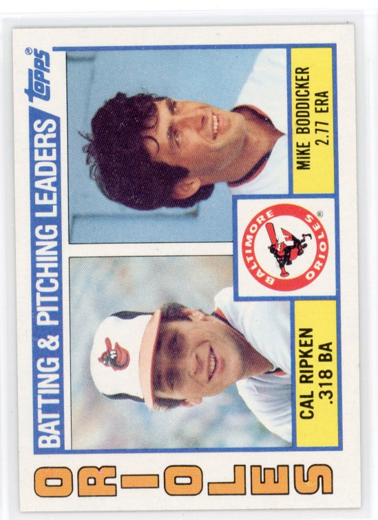 1984 Topps #426 Orioles Mike Boddicker/ Cal Ripken Jr Card