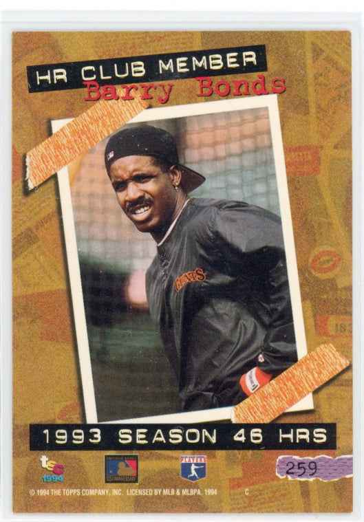 1994 Topps Stadium Club #259 Barry Bonds Card