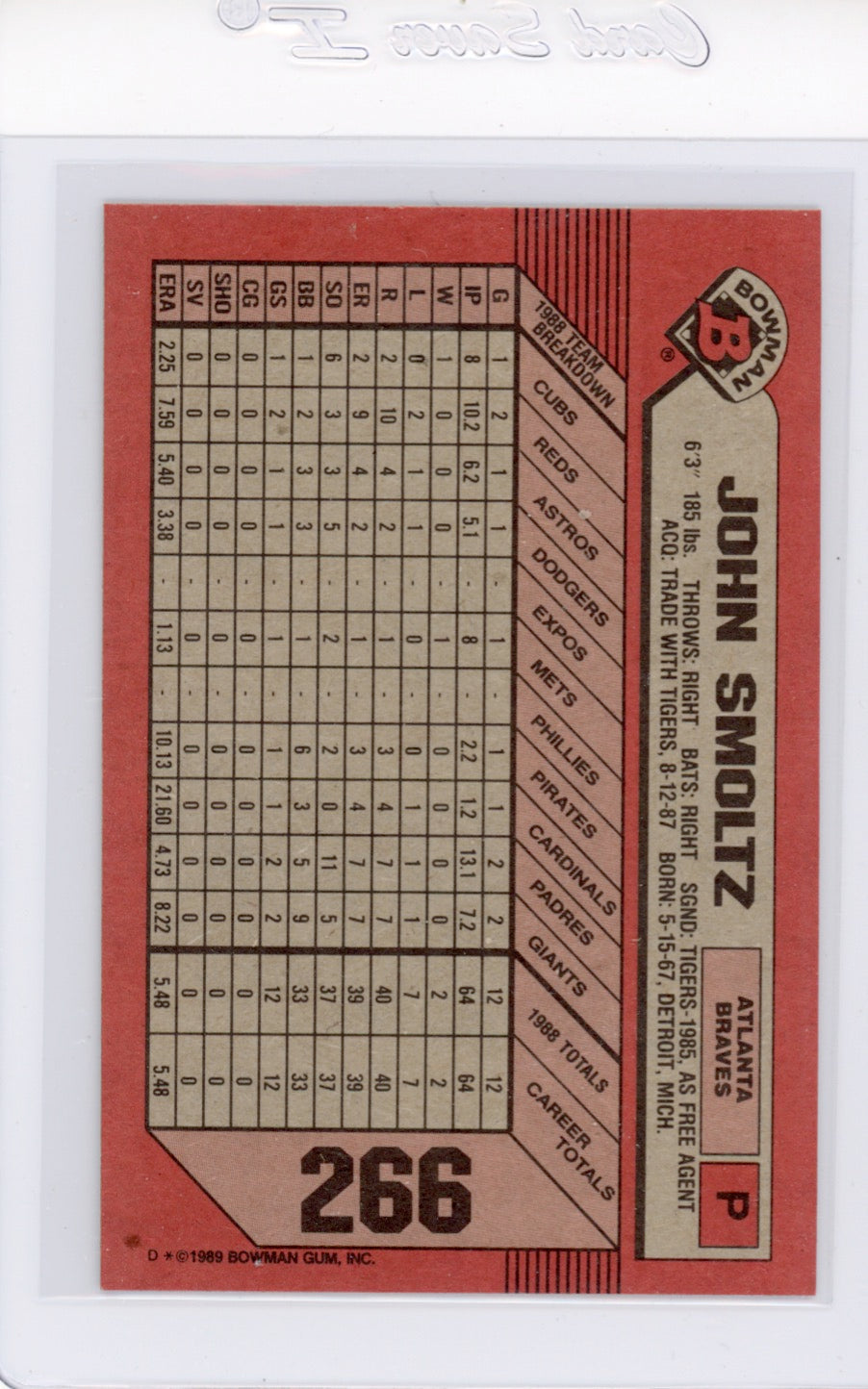Tarjeta Bowman #426 de Barry Bonds de 1989