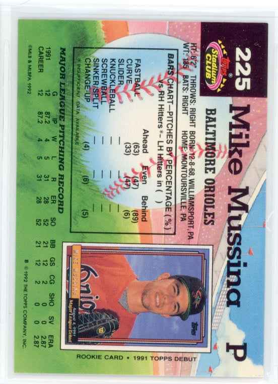 1992 Topps Stadium Club #225 Mike Mussina Card