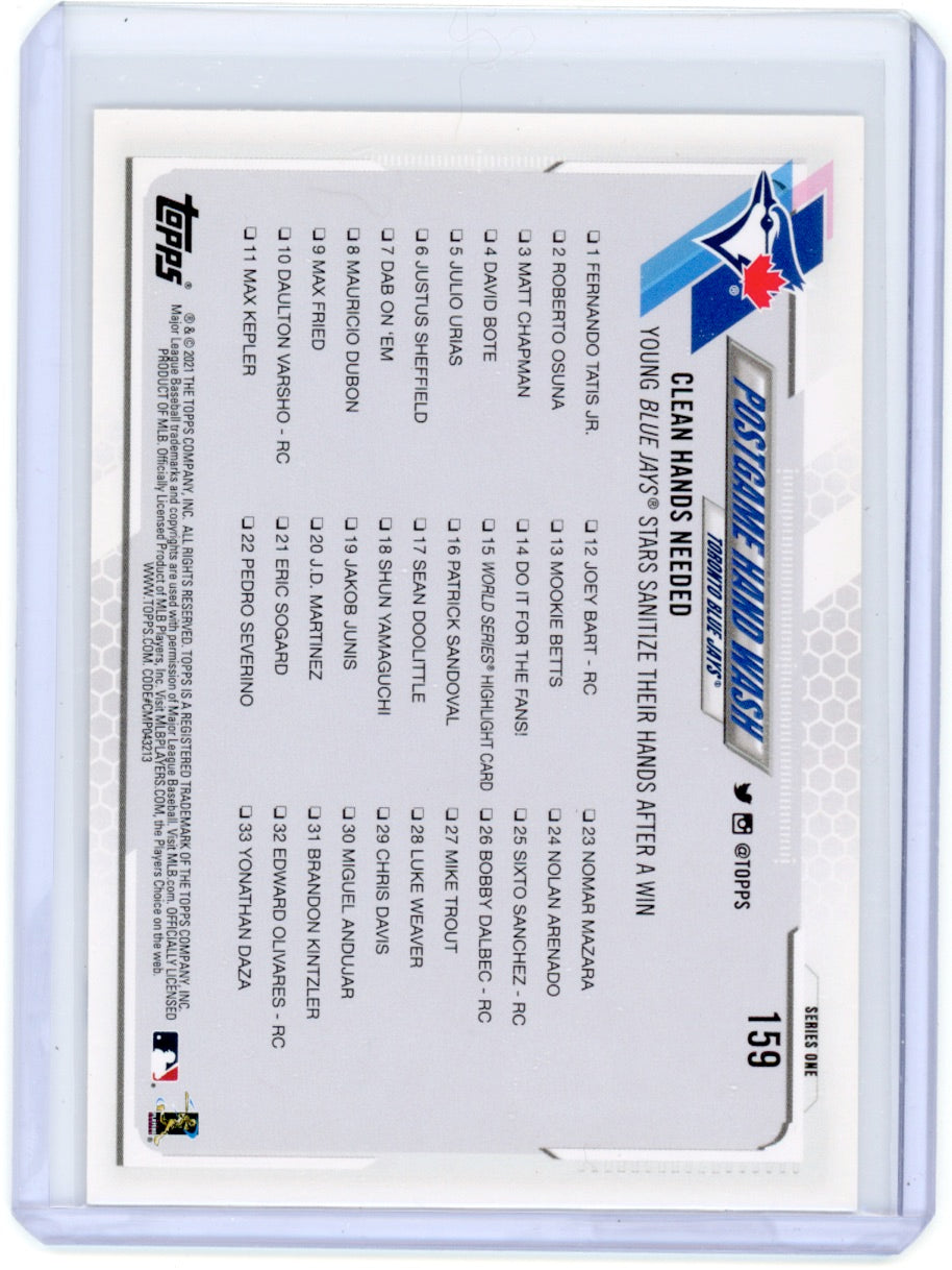 2021 Topps #159 Postgame Hand Wash/Danny Jansen/Vladimir Guerrero Jr Blue Jay Card