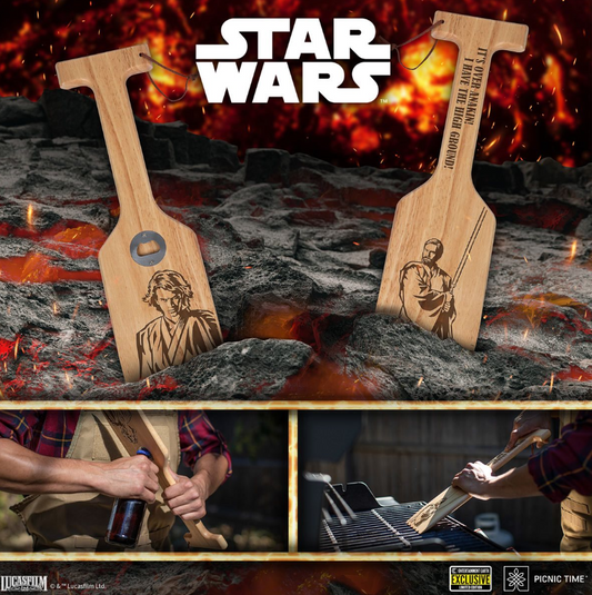 Star Wars Battle of the Heroes Hardwood BBQ Grill Scraper with Bottle Opener - Entertainment Earth Exclusive