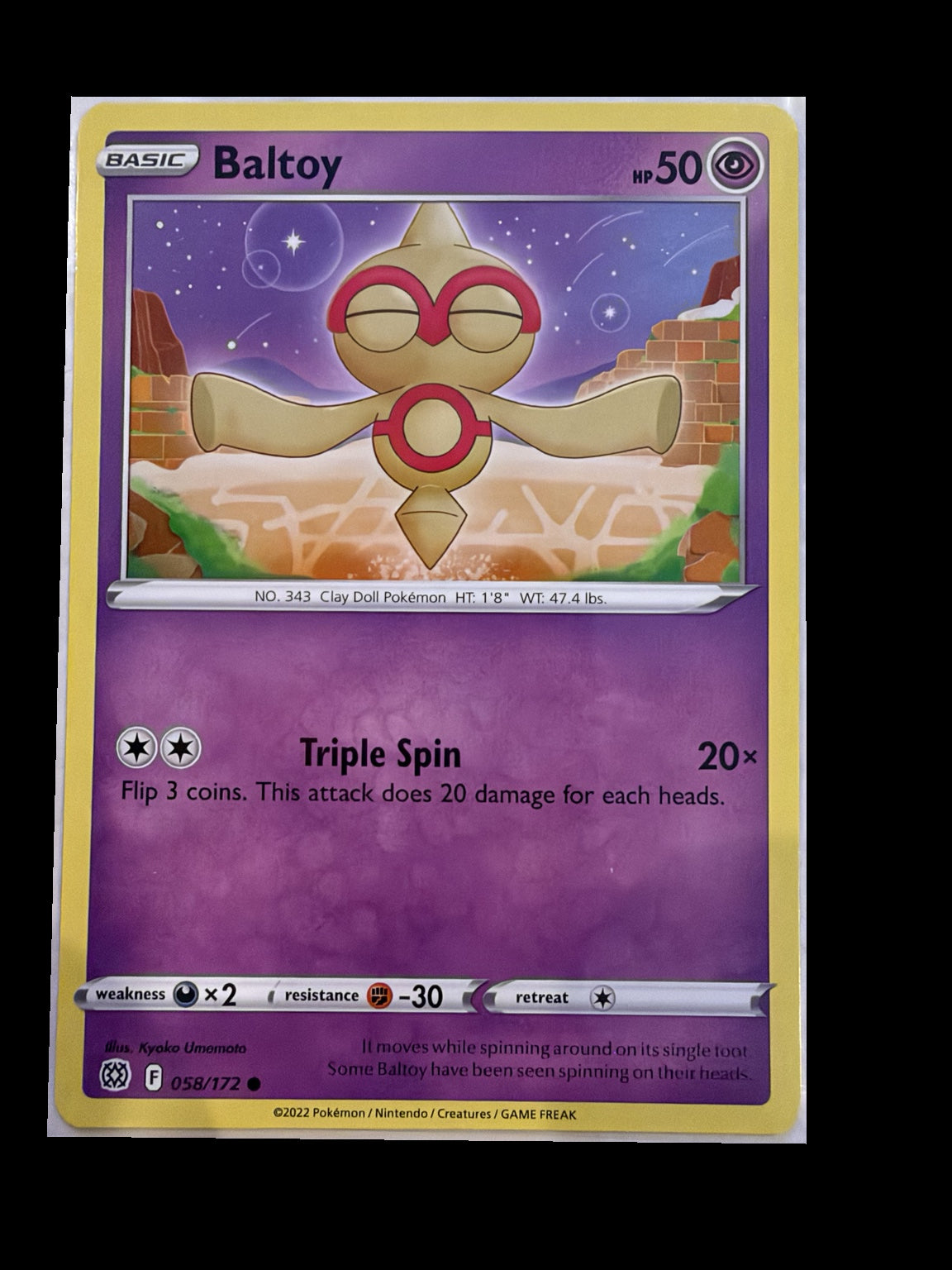 Baltoy 058/172 Brilliant Stars Non-Holo front — actual card