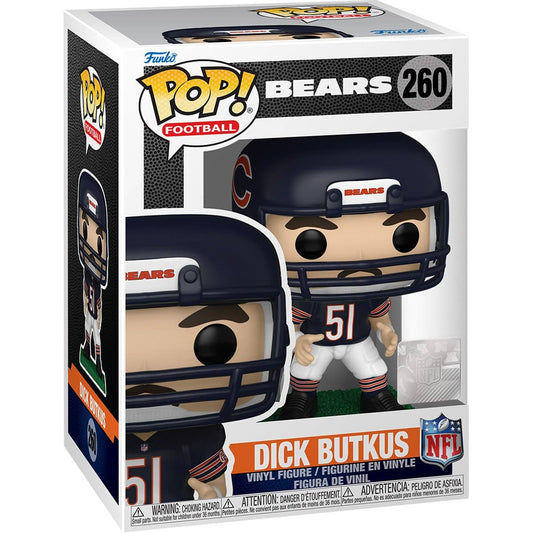 NFL Legends Bears Dick Butkus Funko Pop! Vinyl Figure #260 protected by an UltraPro SemiRigid Storage Case