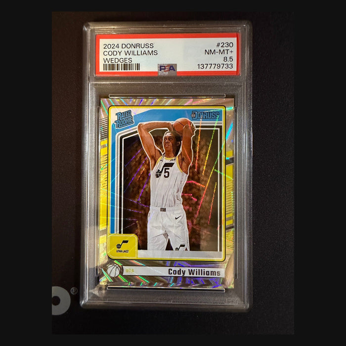 2024 Donruss #230 Cody Williams Wedges PSA 8.5 Near Mint+ Utah Jazz Rookie (RC) Card