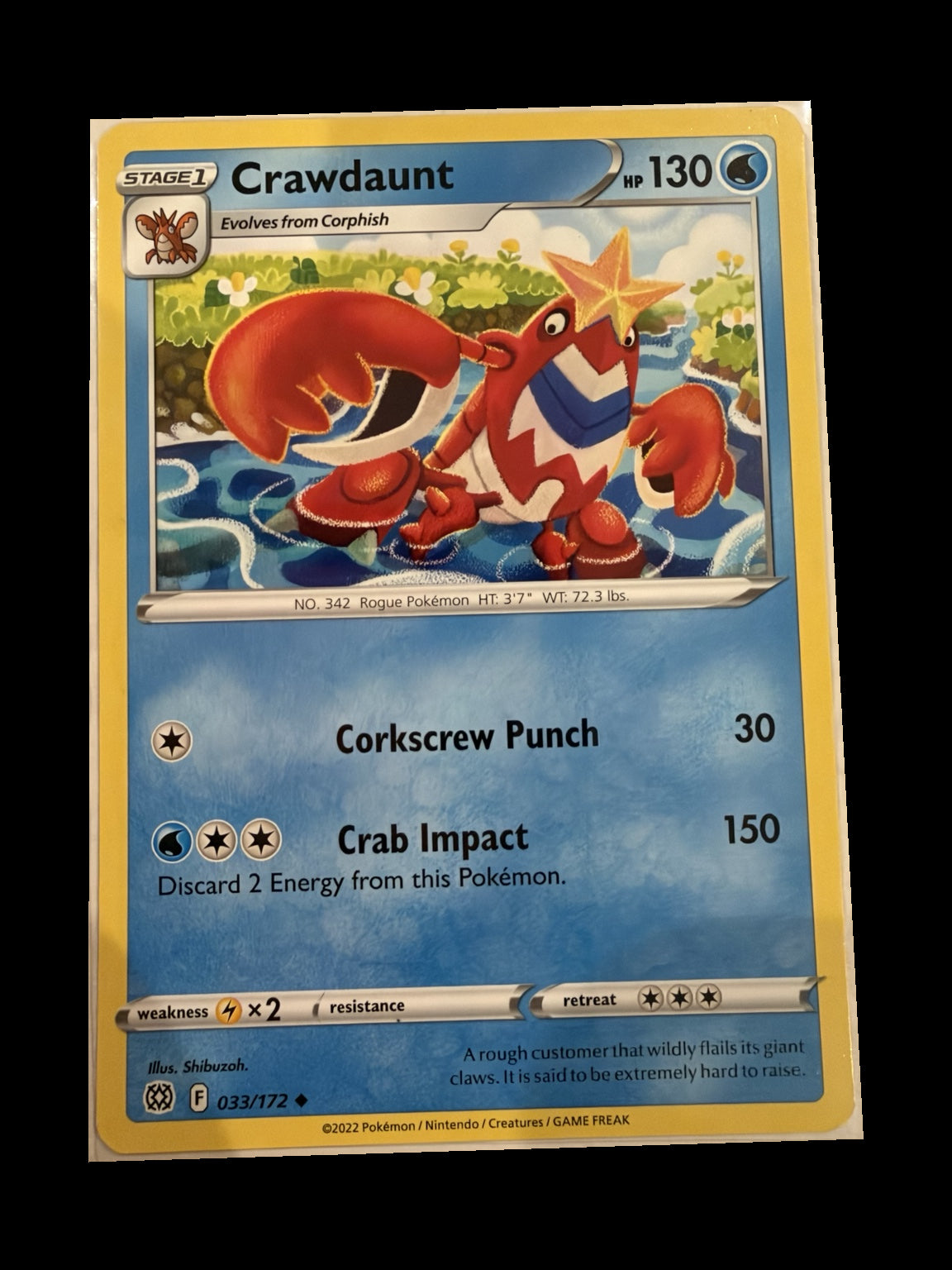 Crawdaunt 033/172 Brilliant Stars Non-Holo front — actual card
