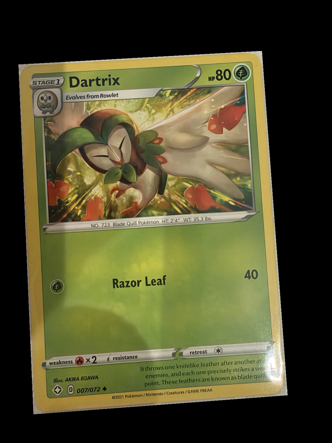 Dartrix 007/072 Non-Holo front — actual card