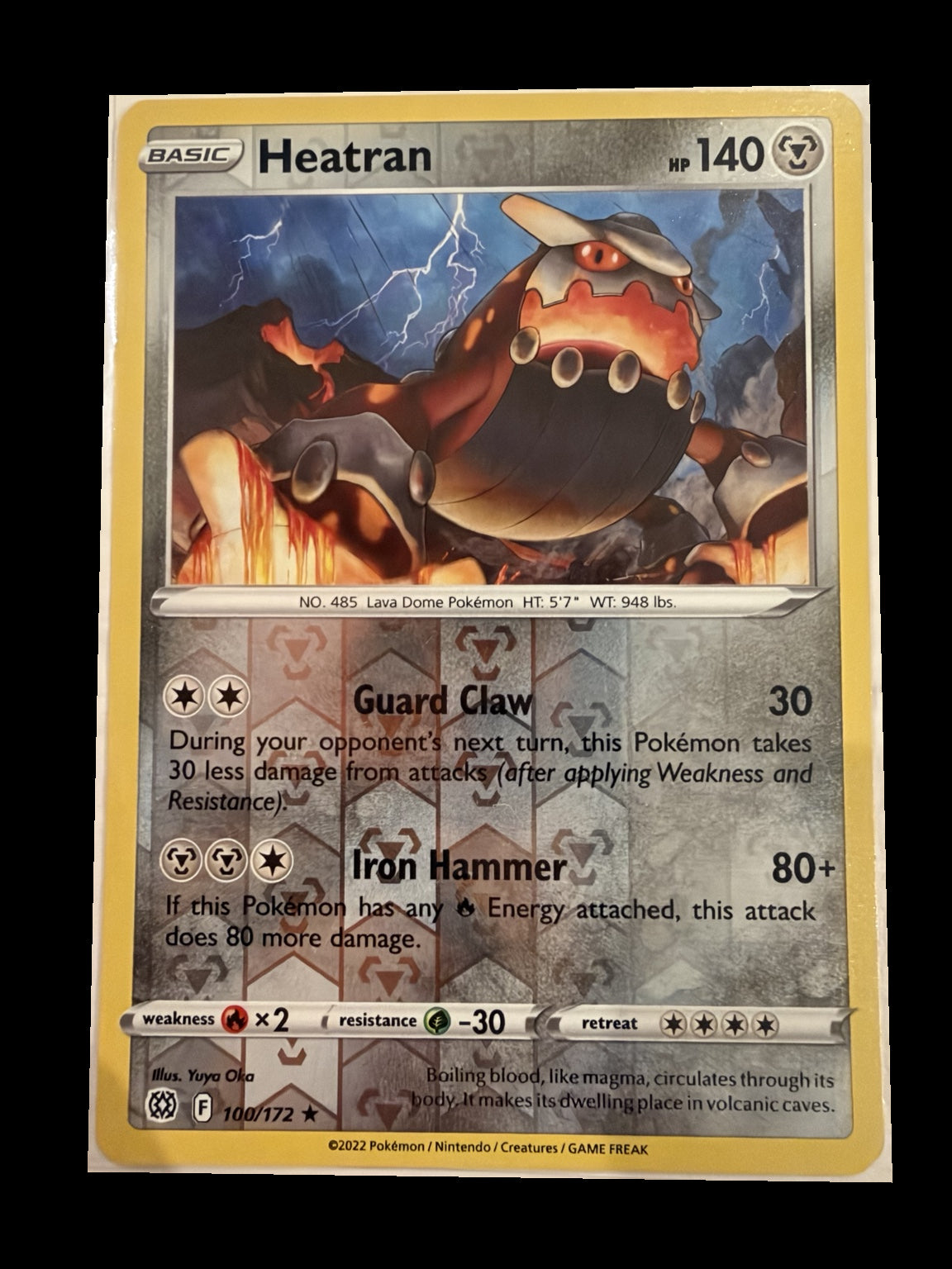 Heatran 100/172 Brilliant Stars Reverse Holo front — actual card