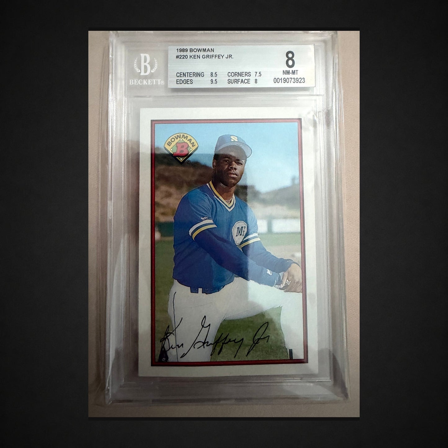 1989 Bowman Ken Griffey Jr BGS 8 card front