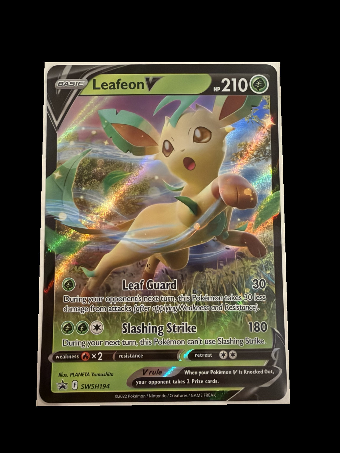Leafeon V SWSH194 Sword & Shield Black Star Promos Holo front — actual card