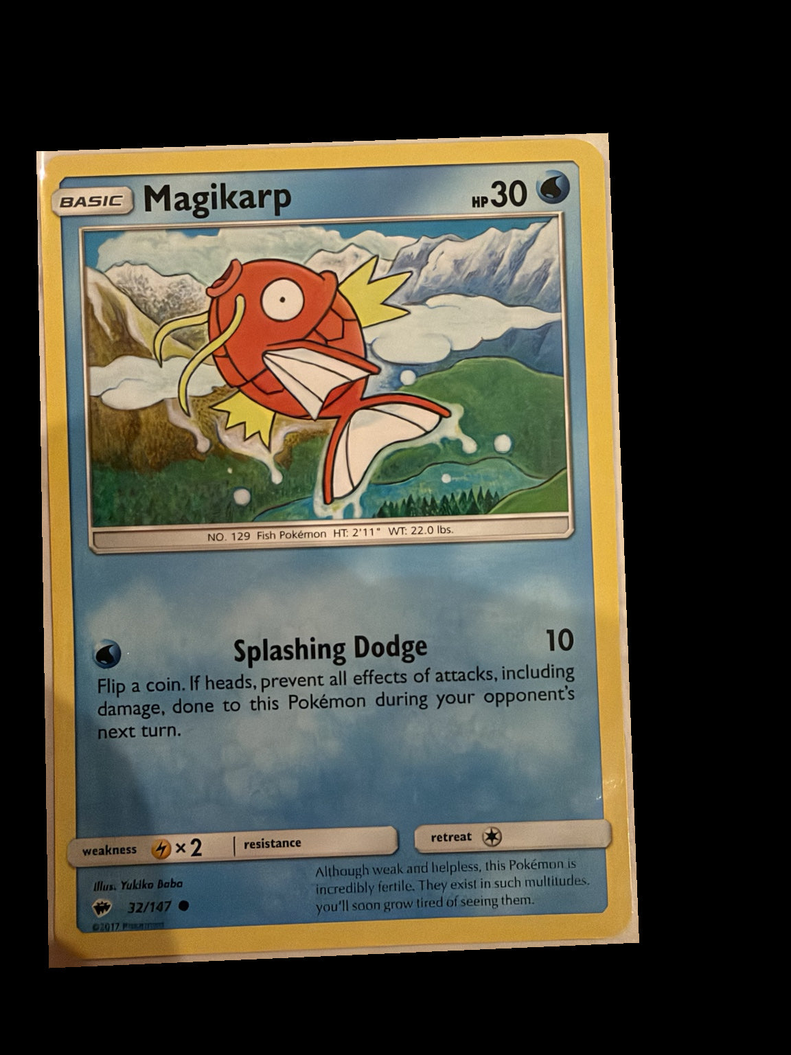 Magikarp 32/147 Burning Shadows Non-Holo front — actual card