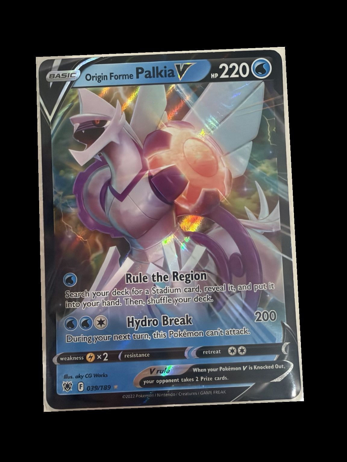 Origin Forme Palkia V 039/189 Holo front — actual card