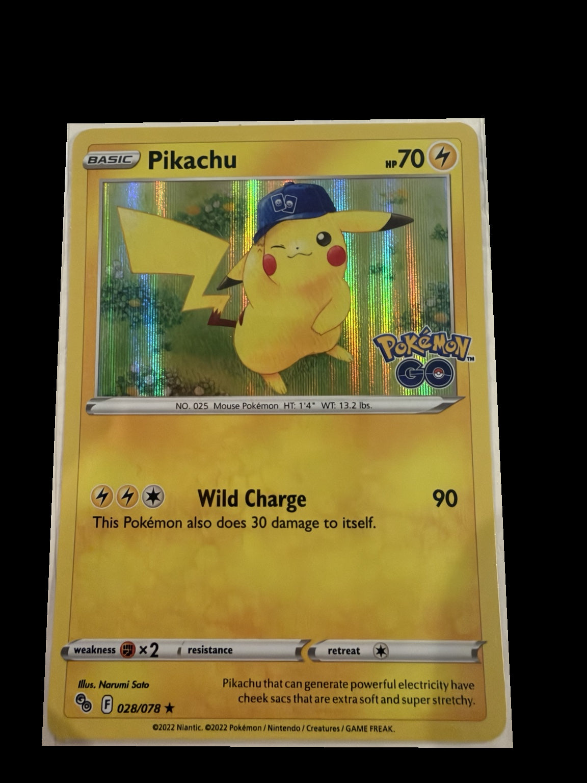 Pikachu 028/078 front — actual card