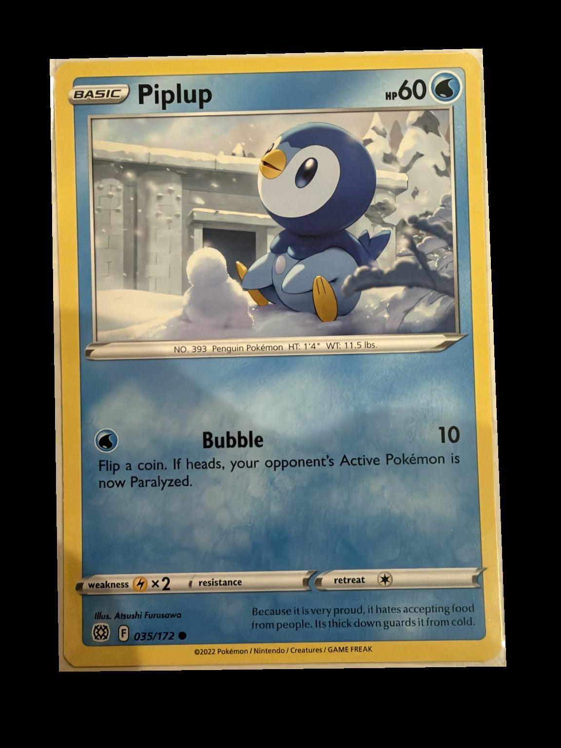 Piplup 035/172 Brilliant Stars Non-Holo front — actual card