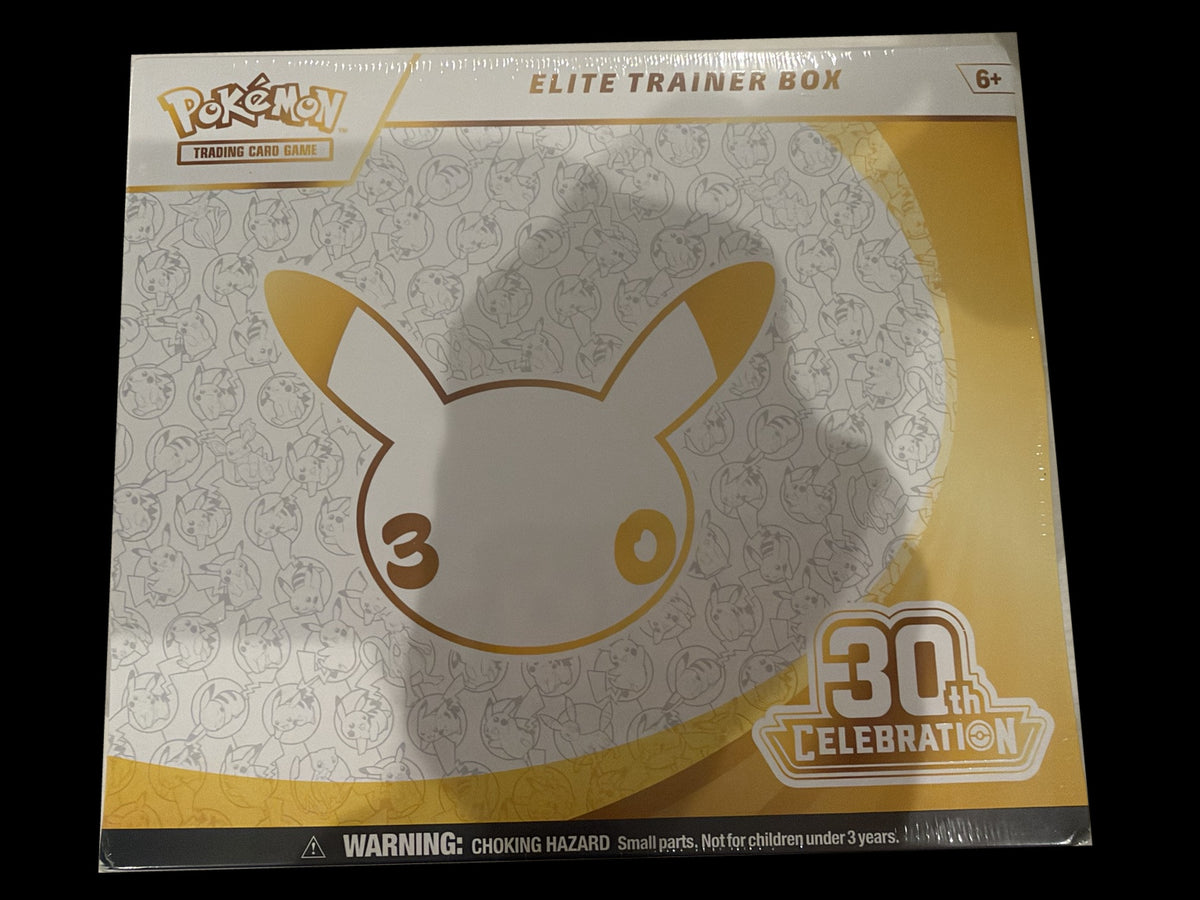 Front of factory-sealed Pokémon TCG 30th Celebration Elite Trainer Box, no storage case