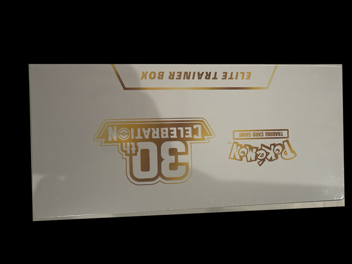 Top of sealed 30th Celebration Elite Trainer Box