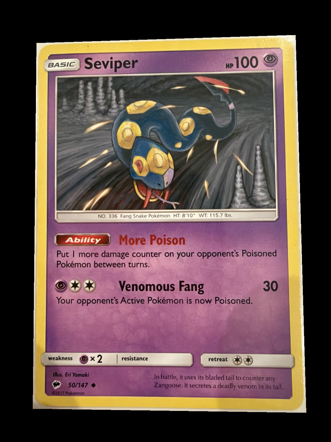 Seviper 50/147 Burning Shadows Non-Holo front — actual card